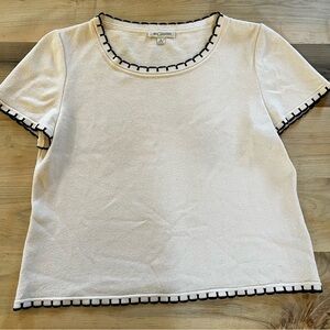 Saint John cream and black Santana knit short sleeve top large EUC